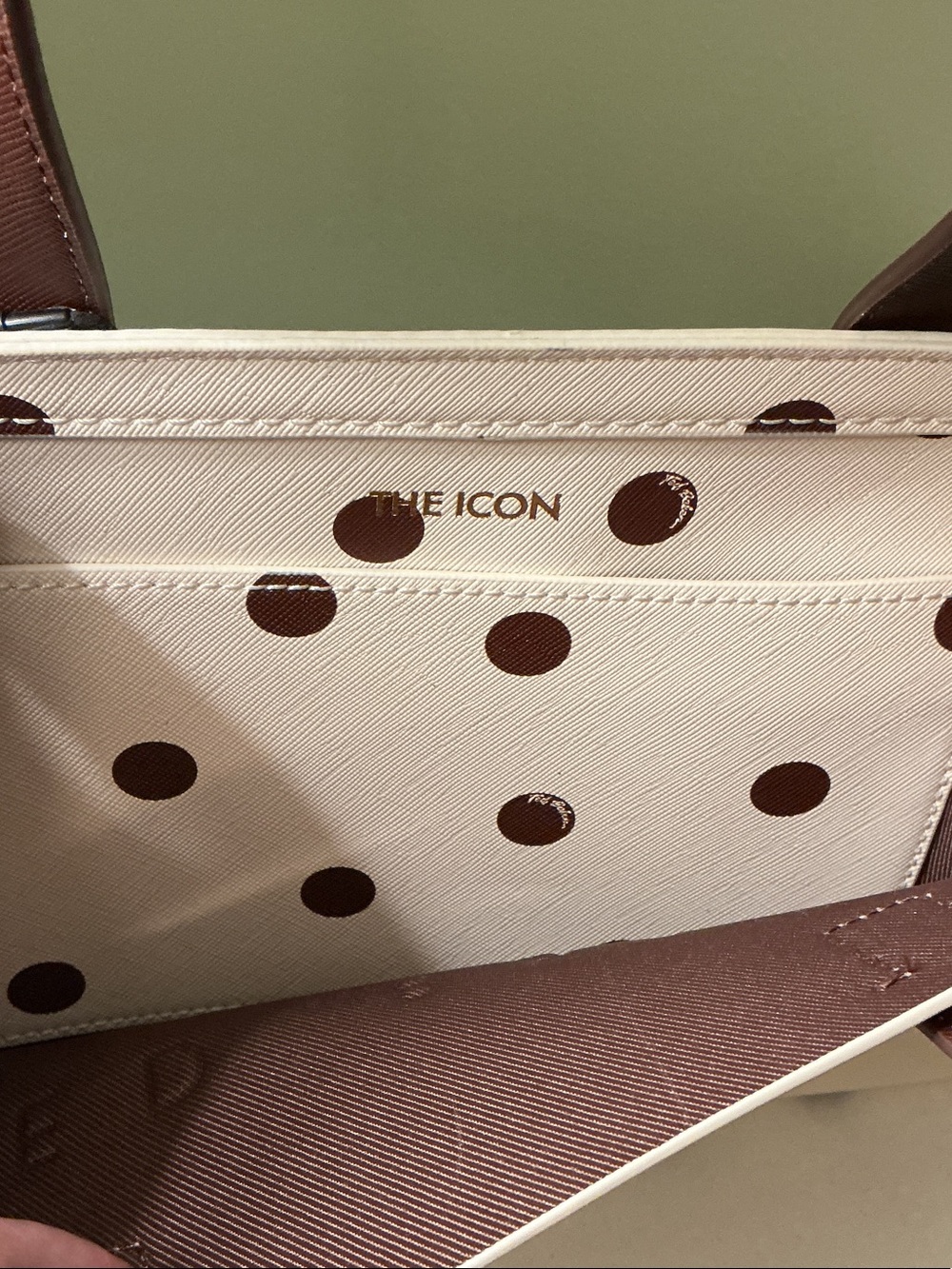 Ted Baker NWT Suricon Small Cream Tote Bag with Brown Polka Dots Top Handles - Picture 5 of 6